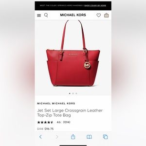 Michael Kors Set Large Crossgrain Leather Top-Zip Tote Bag..( pink color..)